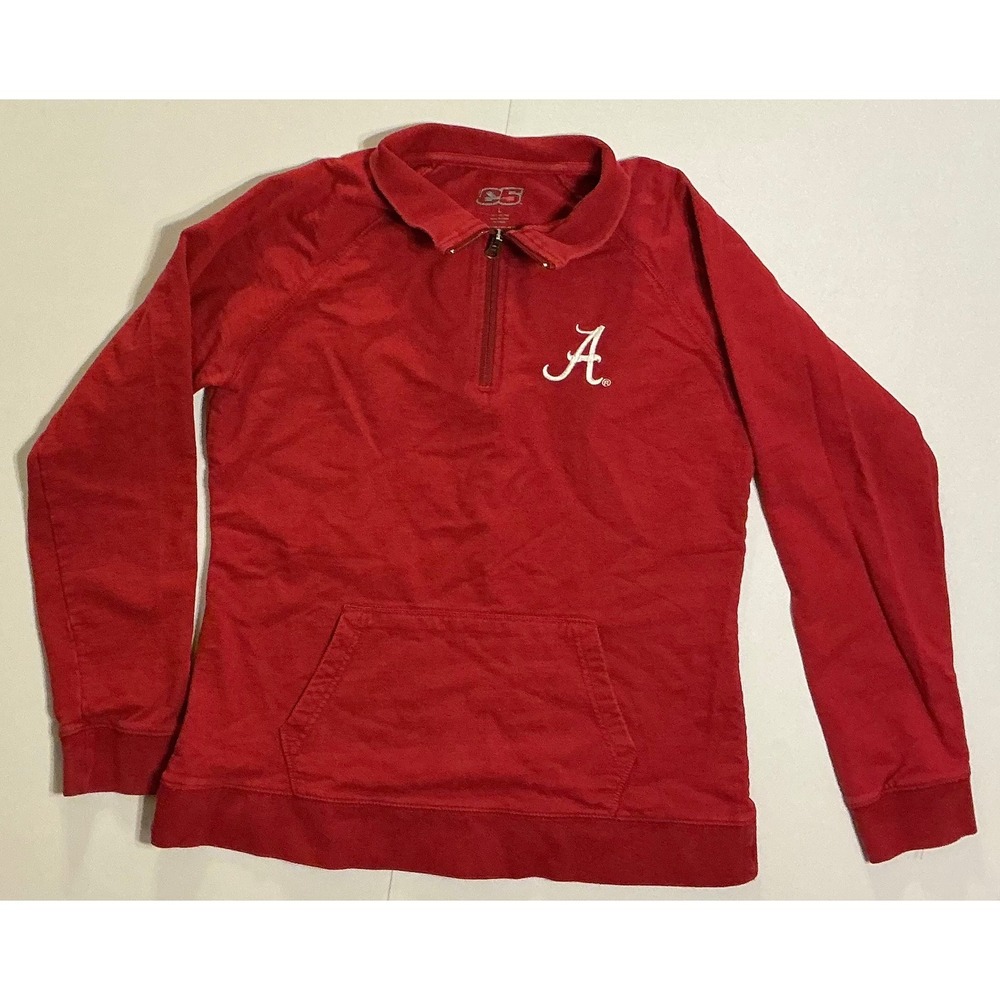 Alabama Crimson Tide Womens L Quarter‎ Zip Embroidered Logo Pullover Pocket